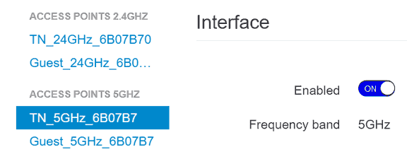 Wireless setup 5 GHz